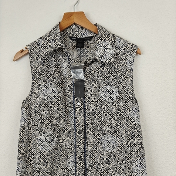 Marc By Marc Jacobs NWT Ink Multi Color Sleeveless Button Up Silk Blend Top S - Picture 5 of 12